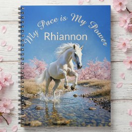 Fairycore White Horse Slow Living Wellness Journal Anteckningsbok