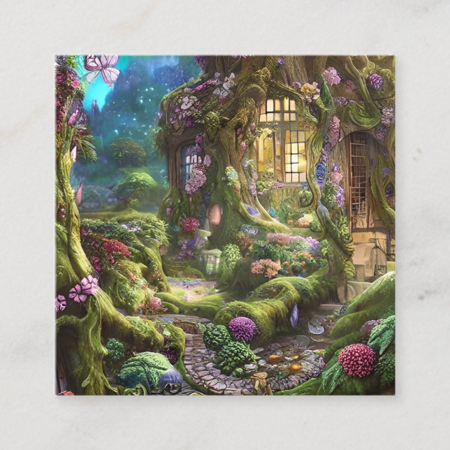 Fairyland Forest Graphic Fyrkantigt Visitkort (Framsida)