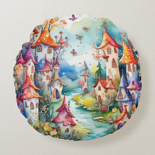 Fairyland magi castle rund kudde (Framsidan)