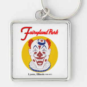 Fairylandnöjesfält, Lyons, Illinois, Chicago Fyrkantig Silverfärgad Nyckelring