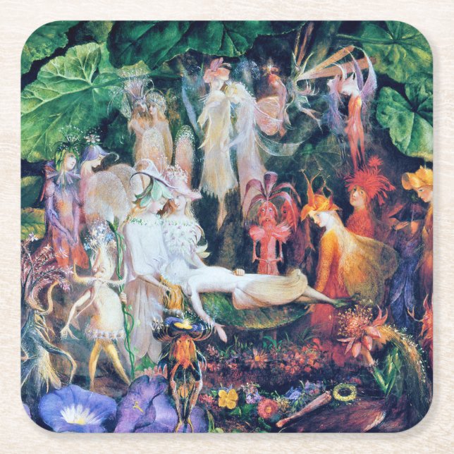 Fairy's Funeral, John Anster Fitzgerald Underlägg Papper Kvadrat (Framsidan)