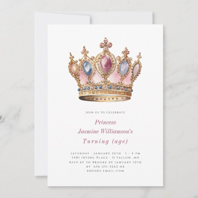 Fairytail princess rosa födelsedagsfest inbjudningar (Framsida)