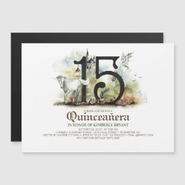 Fairytale 15:e födelsedagen Quinceanera Magnetisk Inbjudningskort