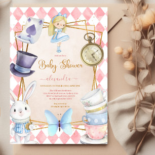 Fairytale Alice i Wonderland Baby Shower Inbjudningar