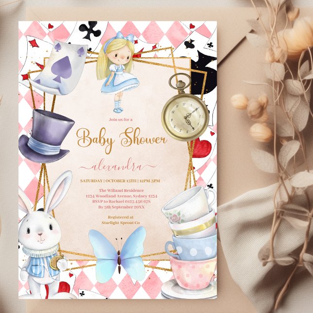Fairytale Alice i Wonderland Baby Shower Inbjudningar (Skapare uppladdad)