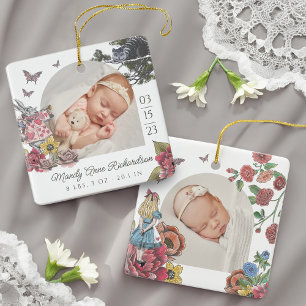 Fairytale Alice i Wonderland Baby Stats Photo Julgransprydnad Keramik