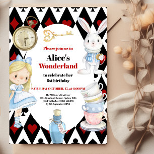 Fairytale Alice i Wonderland Birthday Inbjudningar