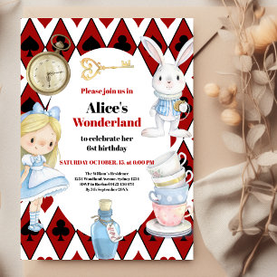 Fairytale Alice i Wonderland Birthday Inbjudningar