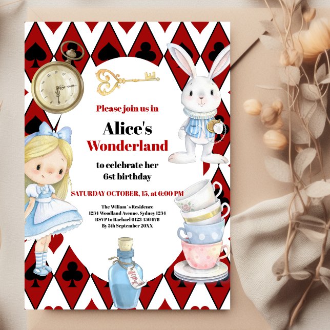 Fairytale Alice i Wonderland Birthday Inbjudningar (Skapare uppladdad)