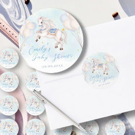 Fairytale baby Pony Blue-ballongstjärna Shower Runt Klistermärke
