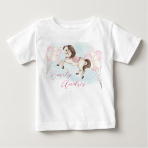 Fairytale baby Pony rosa ballong Birthday T Shirt