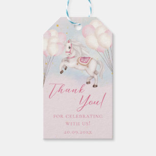 Fairytale baby Pony rosa ballonger stjärnor Tack Presentetikett