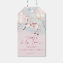 Fairytale baby Pony rosa balloons stars Shower Presentetikett