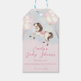 Fairytale baby Pony rosa balloons stars Shower Presentetikett