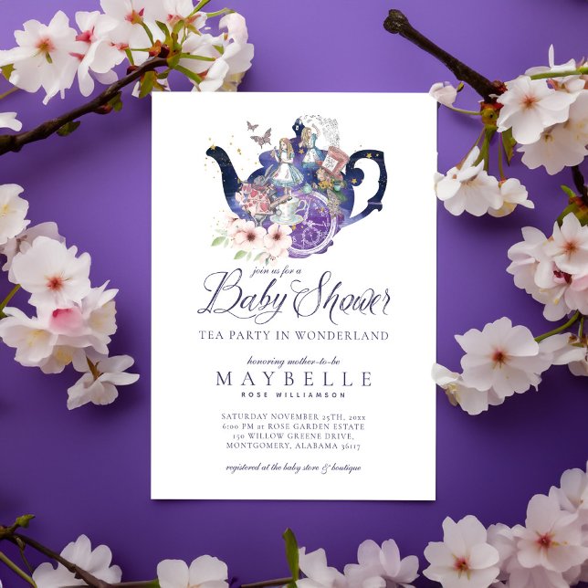 Fairytale Baby Shower Tea Party i Wonderland Inbjudningar (Fairytale Baby Shower Tea Party in Wonderland Invitation)