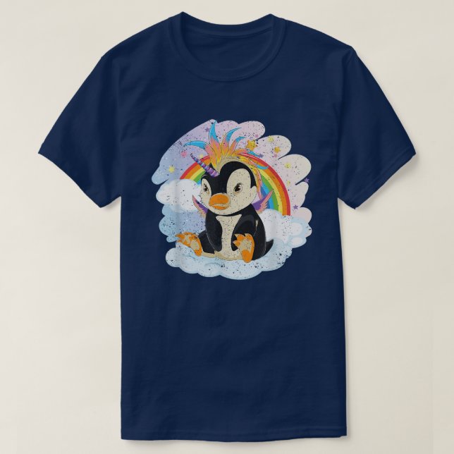 Fairytale Bird Penguincorn Rainbow Animal Penguin  T Shirt (Design framsida)
