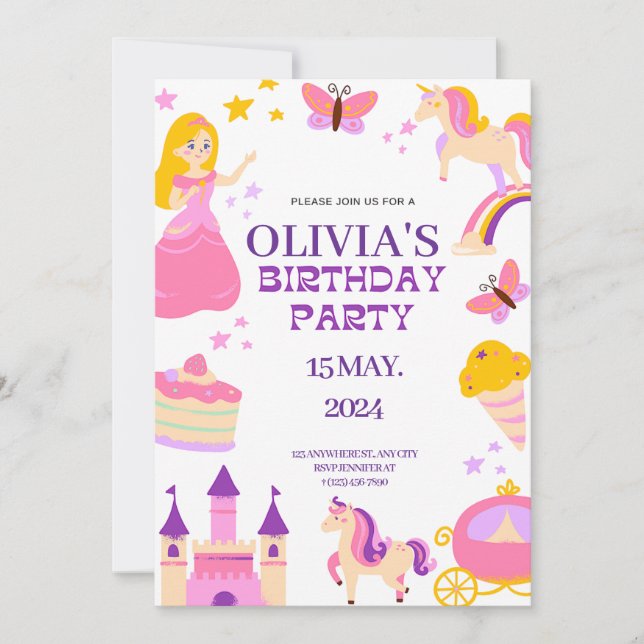 Fairytale Birthday Inbjudningar (Framsida)