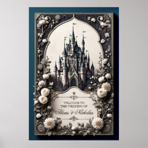 Fairytale Blommigt Castle Poster