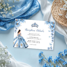 Fairytale Blommigt Dusty Blue Quinceañera Receptio Tilläggskort