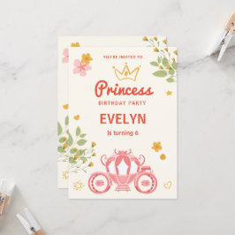 Fairytale Blommigt Princess-foto Birthday Inbjudningar
