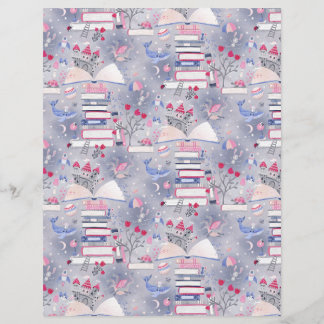 Fairytale Bok Castle Grått Scrapbook Papper