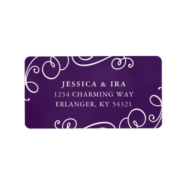 Fairytale Bröllop Address Label in Royal Lila Adressetikett (Framsidan)