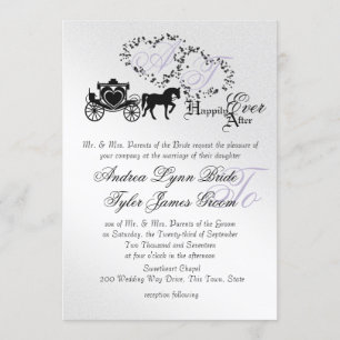 Fairytale Bröllop Carriage Silver Inbjudningar
