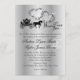 Fairytale Bröllop Carriage Silver Inbjudningar