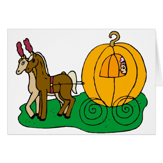 Fairytale Bröllop Pumpkin Coach Hälsningskort (Framsidan Horizontal)