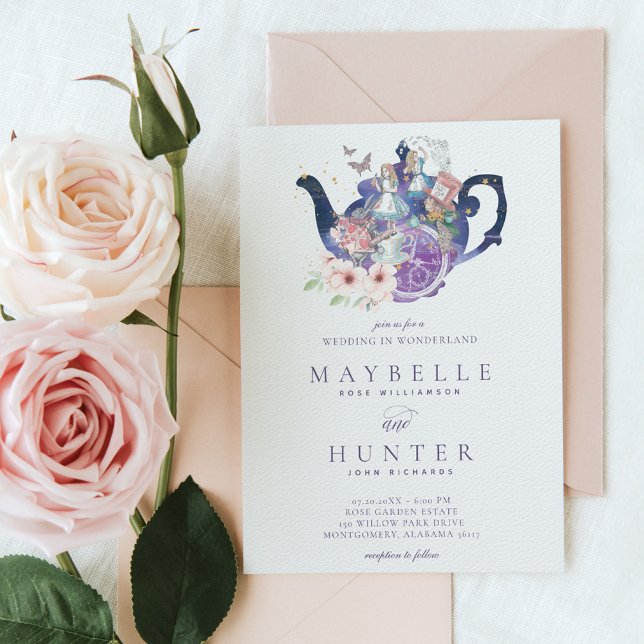 Fairytale Bröllop Tea Party i Wonderland Inbjudningar (Fairytale Wedding Tea Party in Wonderland Invitation)
