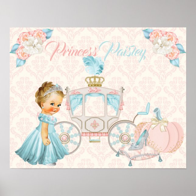 Fairytale Carriage Princess Personlig Nursery Poster (Framsidan)