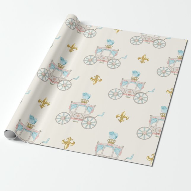 Fairytale Carriage Royal Fleur Guld  Ivory Presentpapper (Utrullad)
