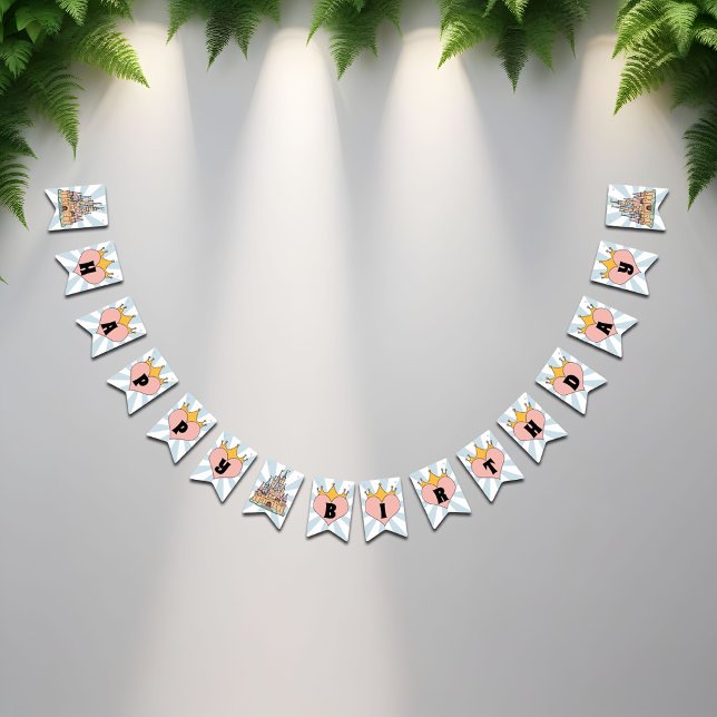 Fairytale Castle and Heart Birthday bunting banner Vimplar (Skapare uppladdad)