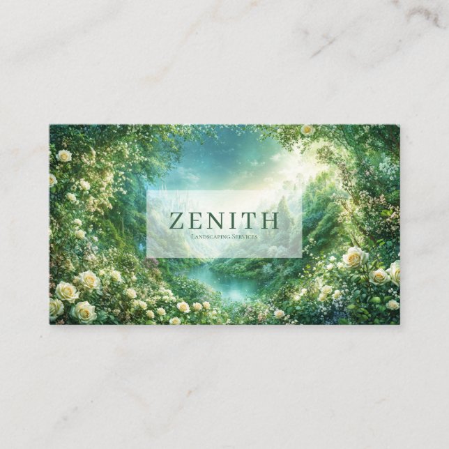 Fairytale Castle and Rose Floral Valley Enchanted Visitkort (Framsida)