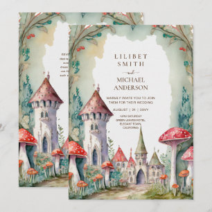 Fairytale Castle Bröllop Fairycore Mushrumic Magic Inbjudningar