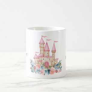 Fairytale Castle Fantasy Monogram Namn Blommigt Ki Kaffemugg