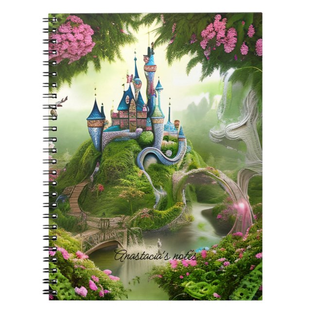 Fairytale Castle Illustration Girl Back to school Anteckningsbok (Framsidan)