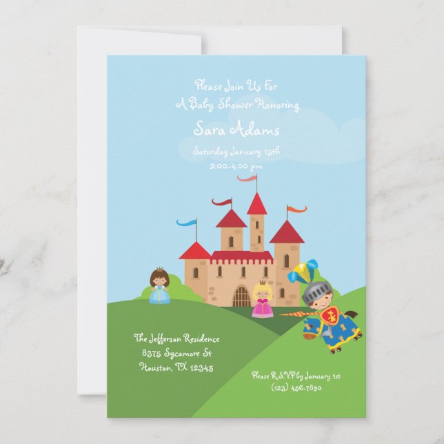 Fairytale Castle Knight 5x7 Baby Shower-inbjudan Inbjudningar (Framsida)