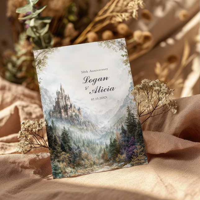 Fairytale Castle Misty Forest Autumn Wedding Inbjudningar (Skapare uppladdad)