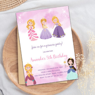 Fairytale Castle Party Card för flickor Inbjudningar