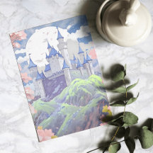 Fairytale Castle Pastel Watercolor liggande