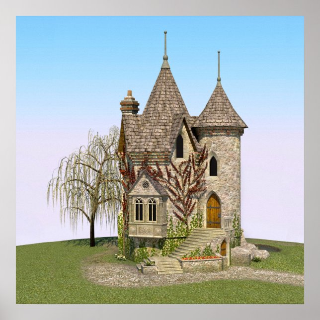 Fairytale Castle Perfekt Birthday och Fantasy Gift Poster (Framsidan)