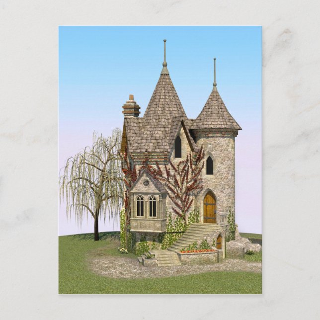 Fairytale Castle Perfekt Birthday och Fantasy Gift Vykort (Framsida)