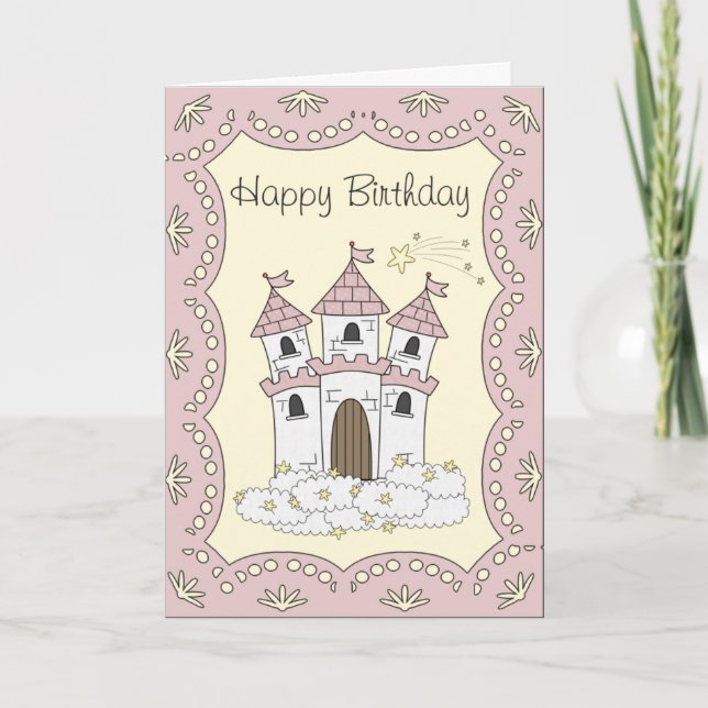 Fairytale Castle Princess Birthday Card Kort (Framsida)