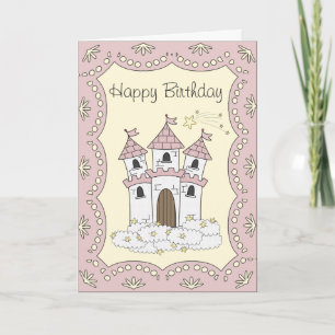 Fairytale Castle Princess Birthday Card Kort