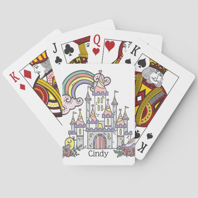 Fairytale Castle Princess Custom Name Casinokort (Baksidan)