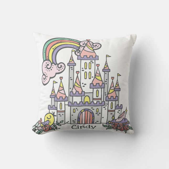 Fairytale Castle Princess Custom Name Kudde (Framsida)