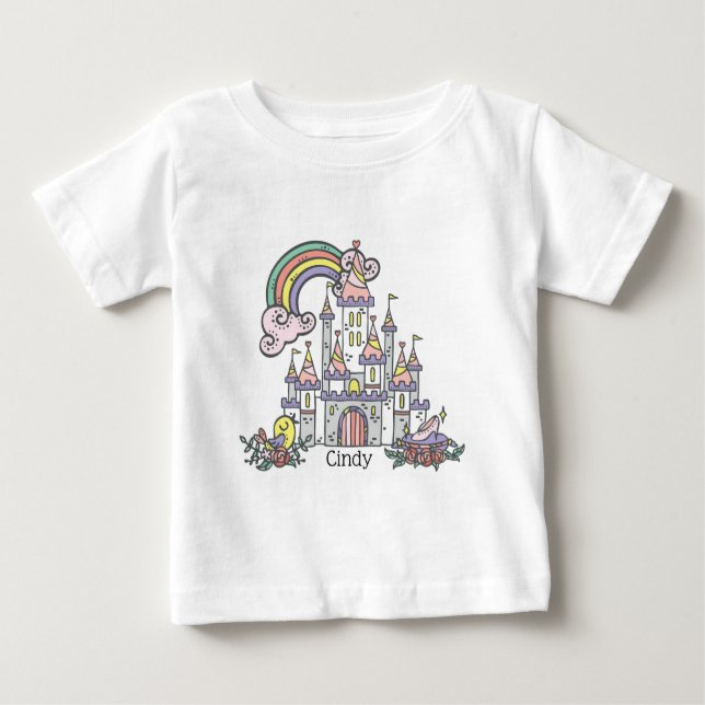 Fairytale Castle Princess Custom Name T Shirt (Framsida)