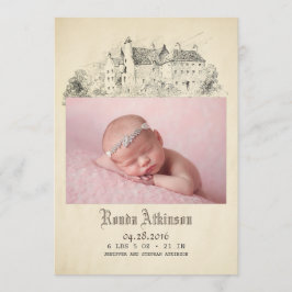 Fairytale Castle Princess Newborn Baby Photo Birth Meddelande