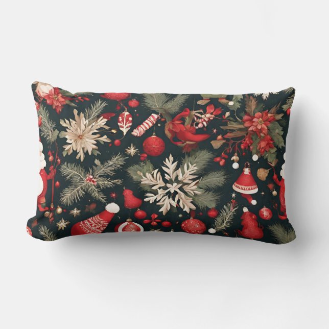 fairytale Christmas decorations, flowers, leaves Lumbarkudde (Framsida)